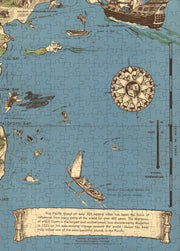 Guam Pictorial Map puzzle: compass and boats detail
