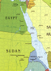 Middle East Political Map puzzle: egypt, Sudan and Red Sea detail