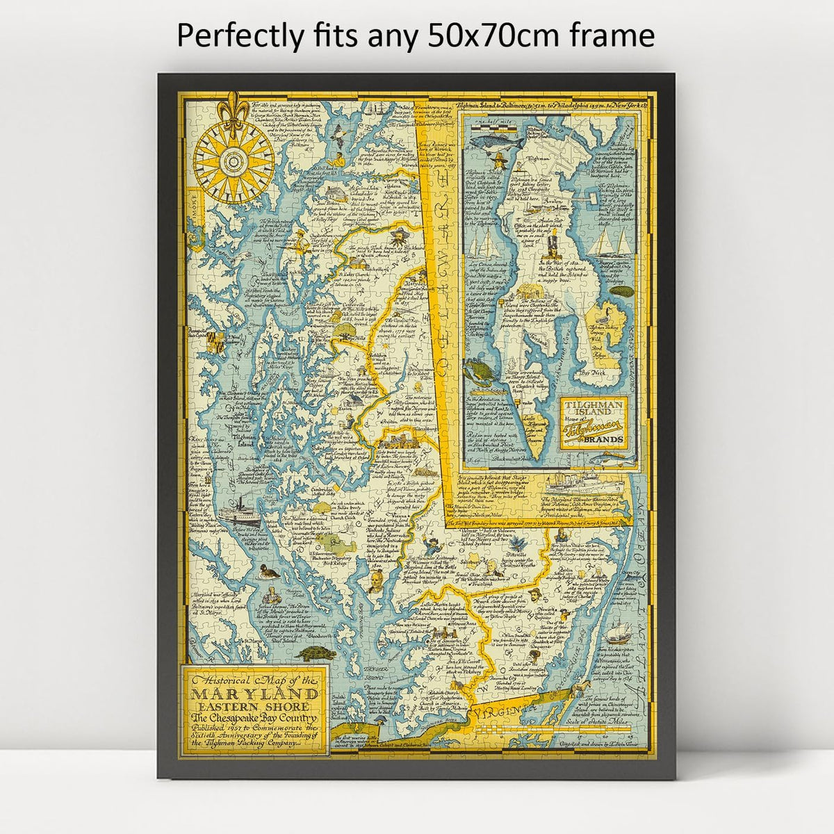 Maryland Eastern Shore Map puzzle: framed display example