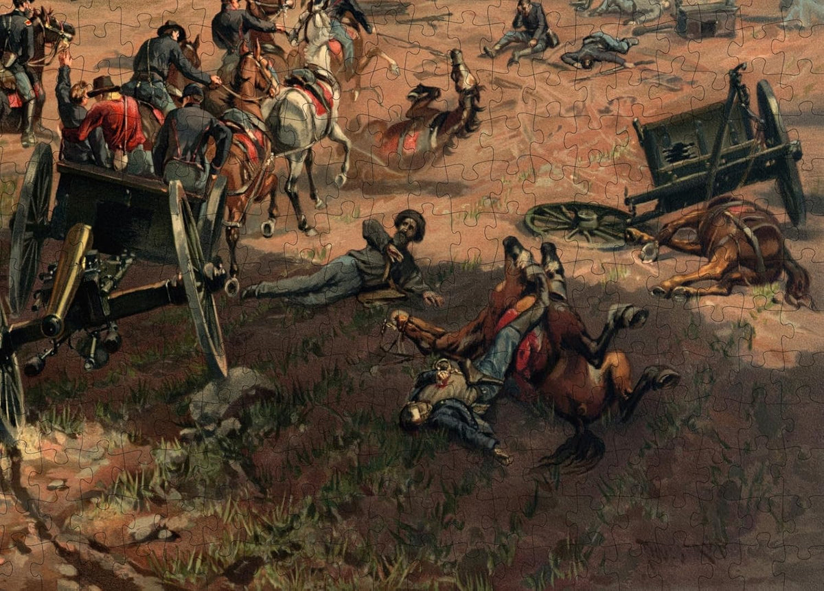 Battle of Gettysburg Art puzzle: cannon and foreground figures
