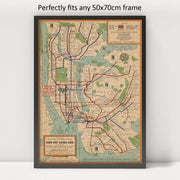New York City Subway Map puzzle: framed display example