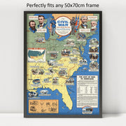 Civil War Illustrated Map puzzle: framed display example