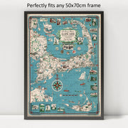 Cape Cod Pictorial Map puzzle: framed display example