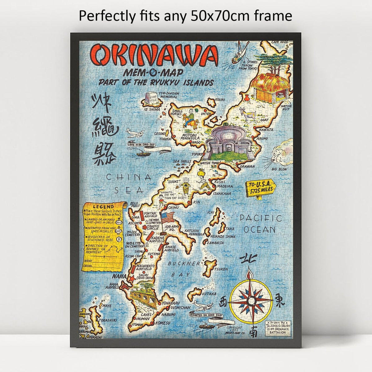 Okinawa Mem-O-Map puzzle: framed display example