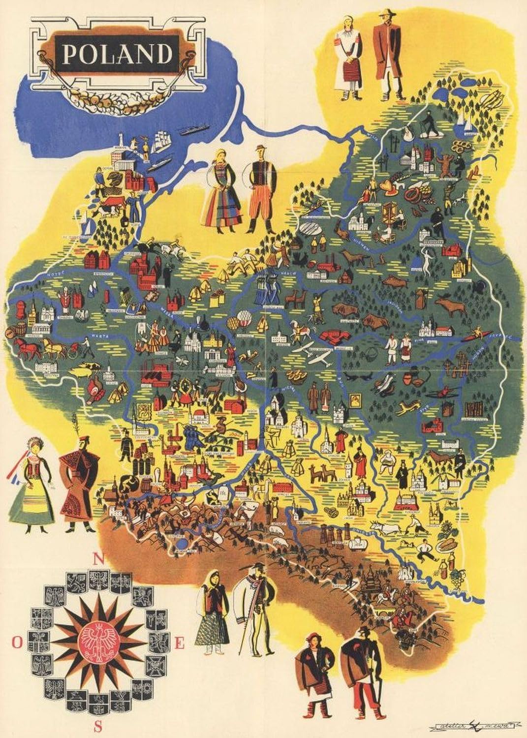 Poland Pictorial Map puzzle: full pictorial map