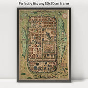 Jerusalem Historic City Map puzzle: framed display example