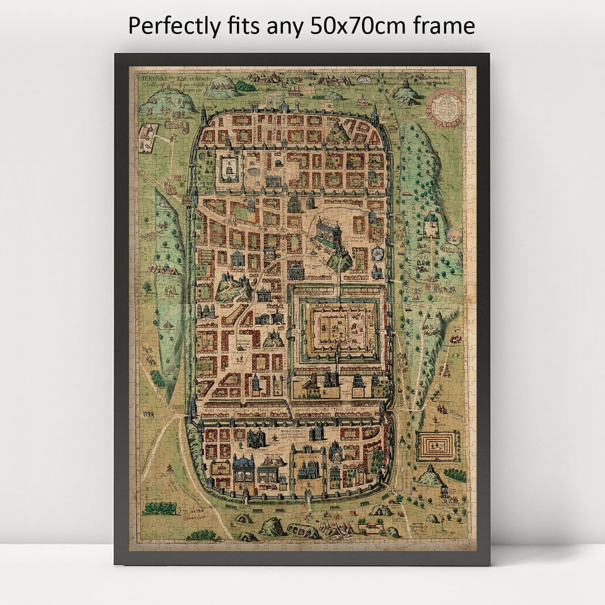 Jerusalem Historic City Map puzzle: framed display example