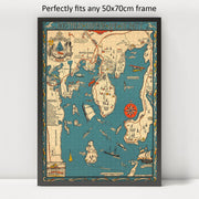 Boothbay Harbor Map puzzle: framed display example