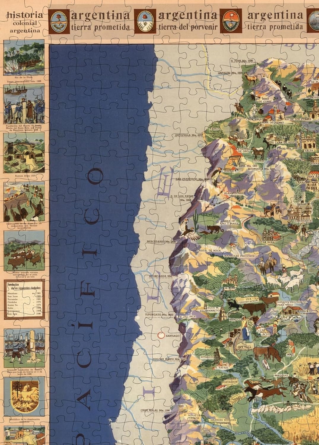 Argentina Pictorial Map puzzle: northwestern map and border