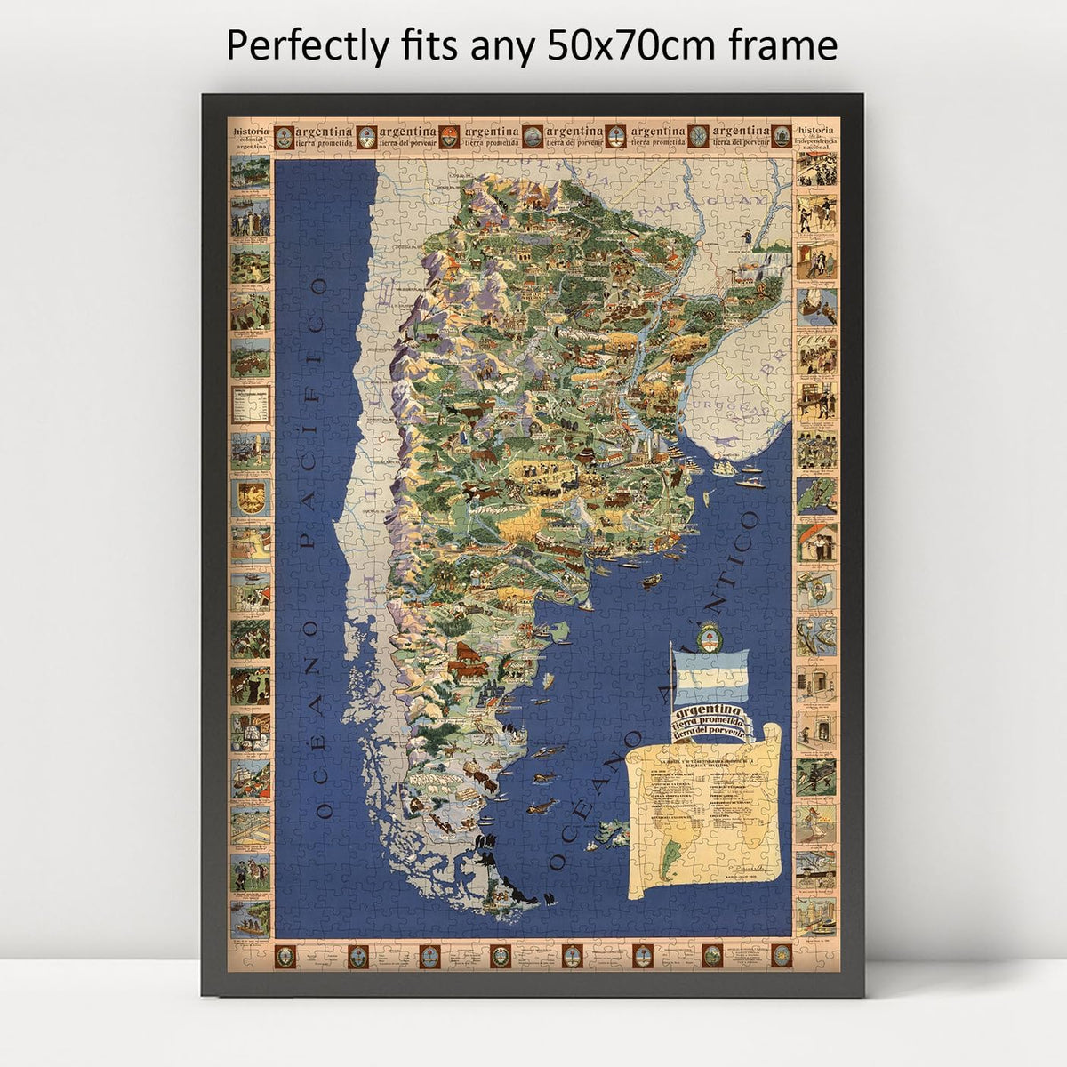 Argentina Pictorial Map puzzle: framed display example