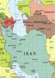 Middle East Political Map puzzle: iran and Caspian area detail
