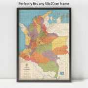 Colombia Regional Map puzzle: framed display example