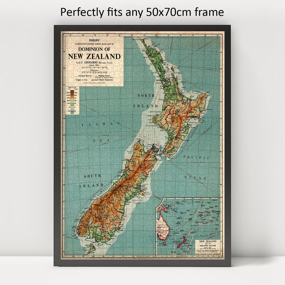 New Zealand Map puzzle: framed display example