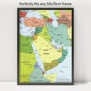 Middle East Political Map puzzle: framed display example