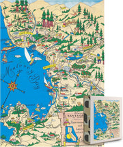Santa Cruz County Map puzzle: pictorial map beside puzzle box