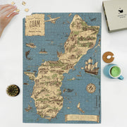 Guam Pictorial Map puzzle: puzzle and box on white tabletop