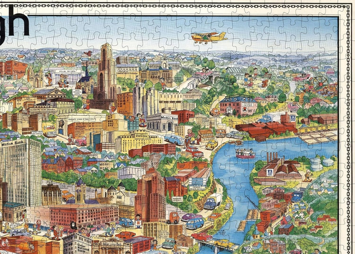 Pittsburgh Illustrated City Map puzzle: city and river close-up