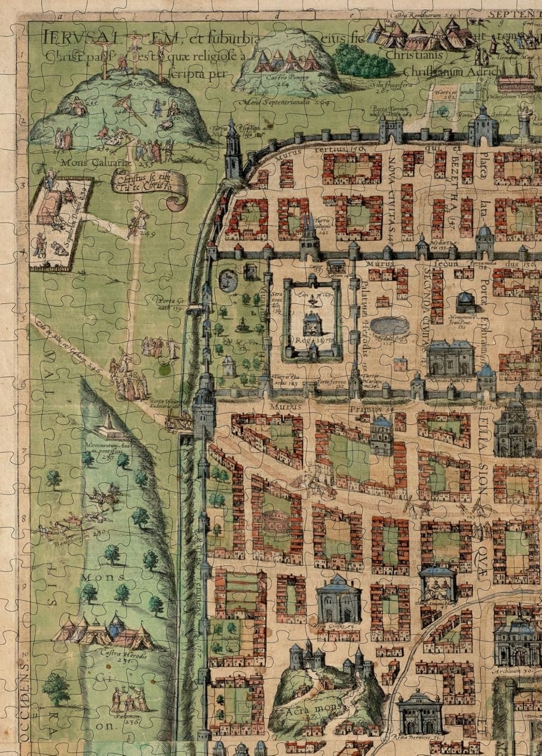 Jerusalem Historic City Map puzzle: upper-left city plan detail