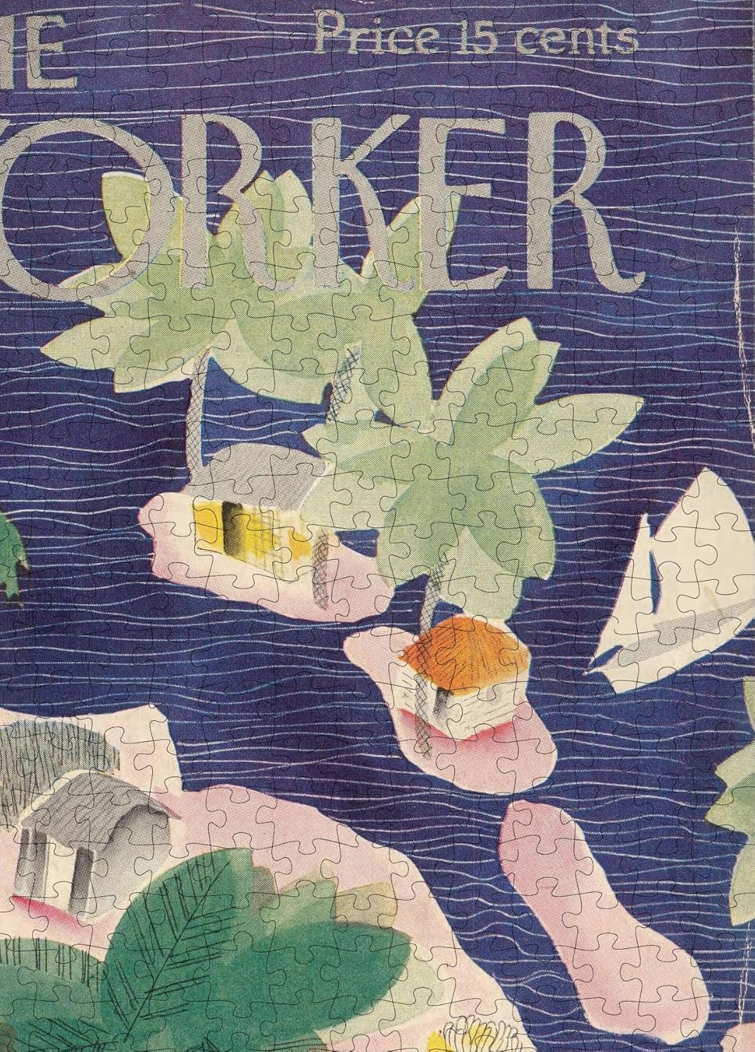 The New Yorker Tropical Cover puzzle: cover title and island detail