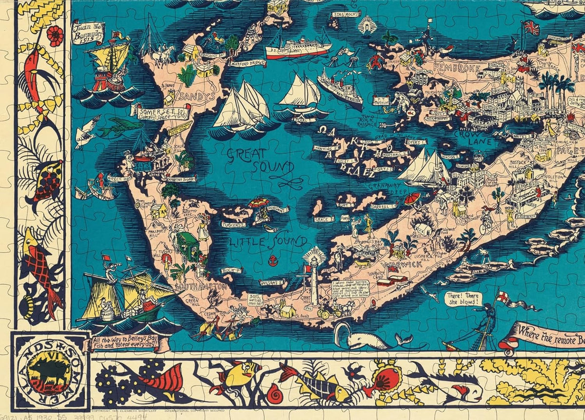 Bermuda Islands Pictorial Map puzzle: western islands detail