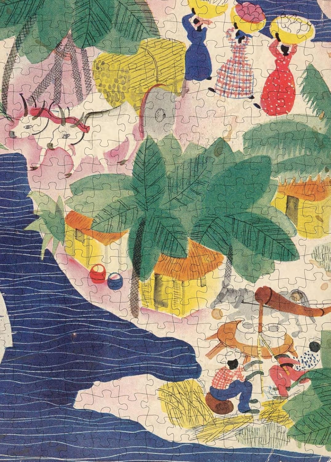 The New Yorker Tropical Cover puzzle: lower island and figures close-up