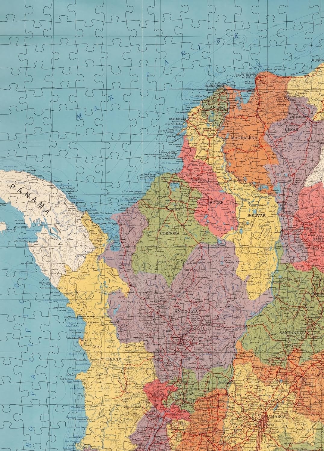 Colombia Regional Map puzzle: northwestern coast detail