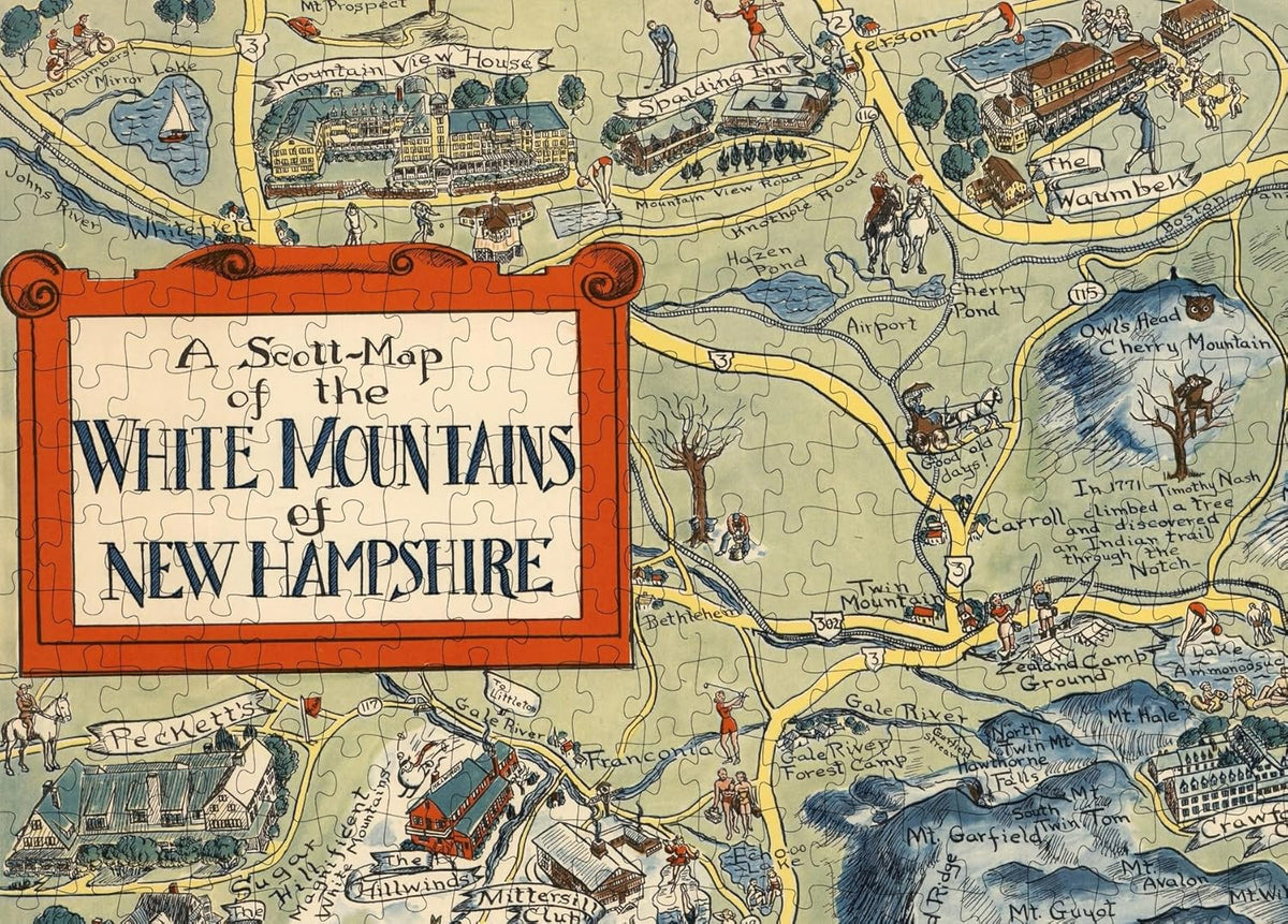 White Mountains New Hampshire Map puzzle: map title close-up