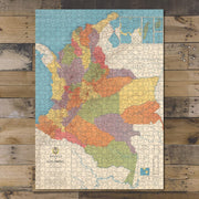 Colombia Regional Map puzzle: completed puzzle on wooden tabletop