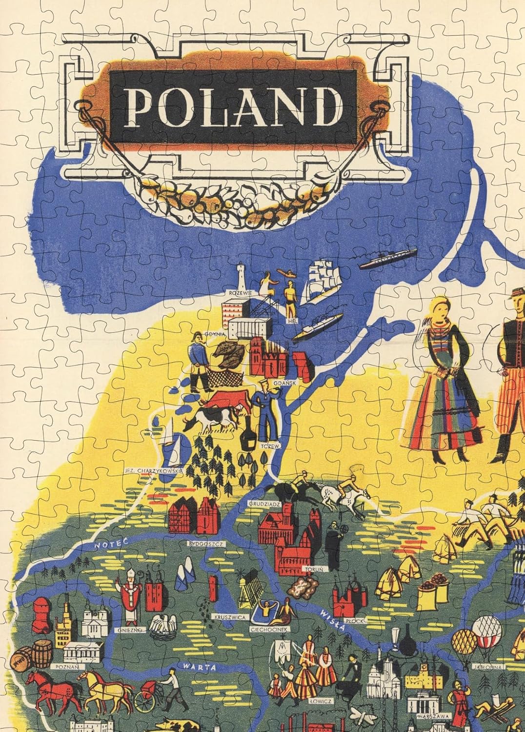Poland Pictorial Map puzzle: map title and coast close-up