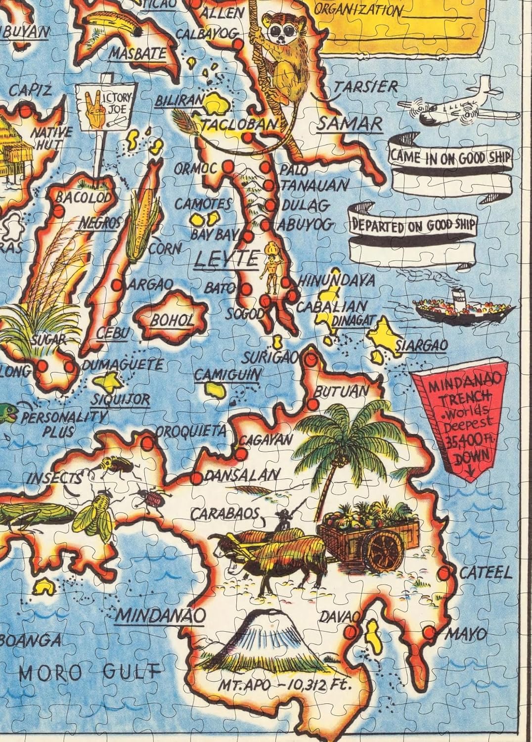 Philippines Mem-O-Map puzzle: southern islands map detail