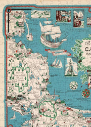 Cape Cod Pictorial Map puzzle: ships and mainland detail