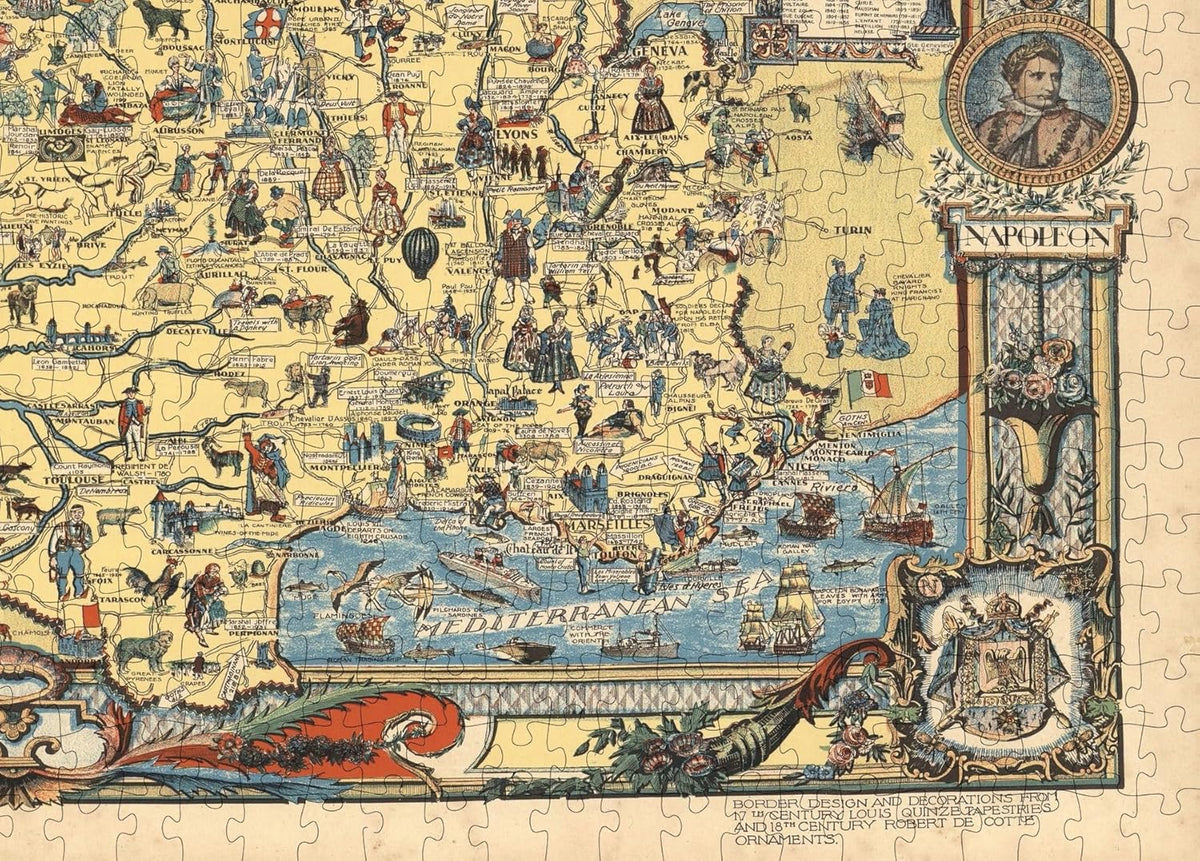 France Story Map puzzle: mediterranean coast and border detail