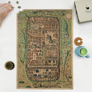 Jerusalem Historic City Map puzzle: puzzle and box on white tabletop