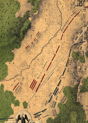 Gettysburg Battlefield Map puzzle: red troop-position lines detail