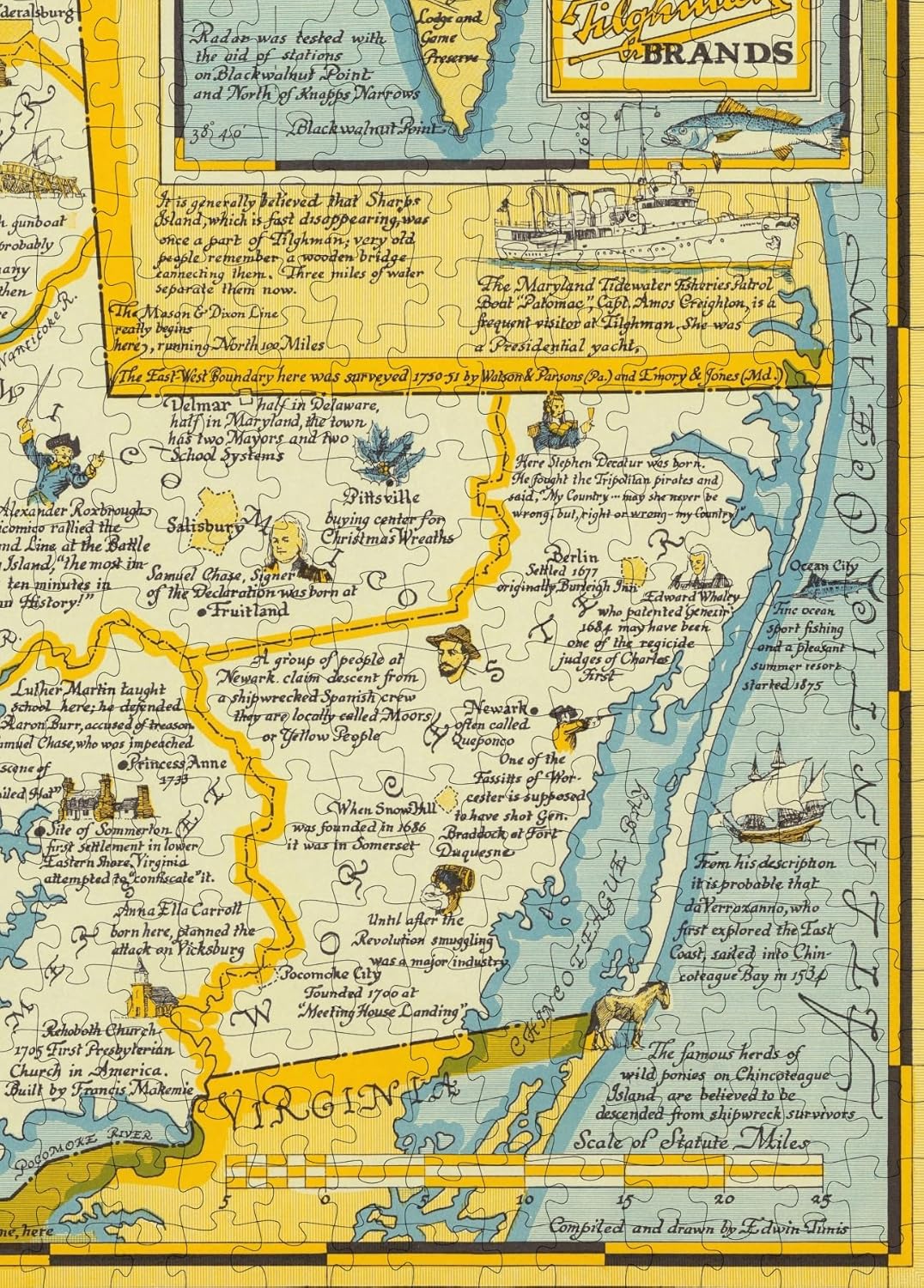 Maryland Eastern Shore Map puzzle: southern map and text detail