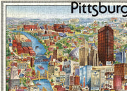 Pittsburgh Illustrated City Map puzzle: title and upper-left buildings