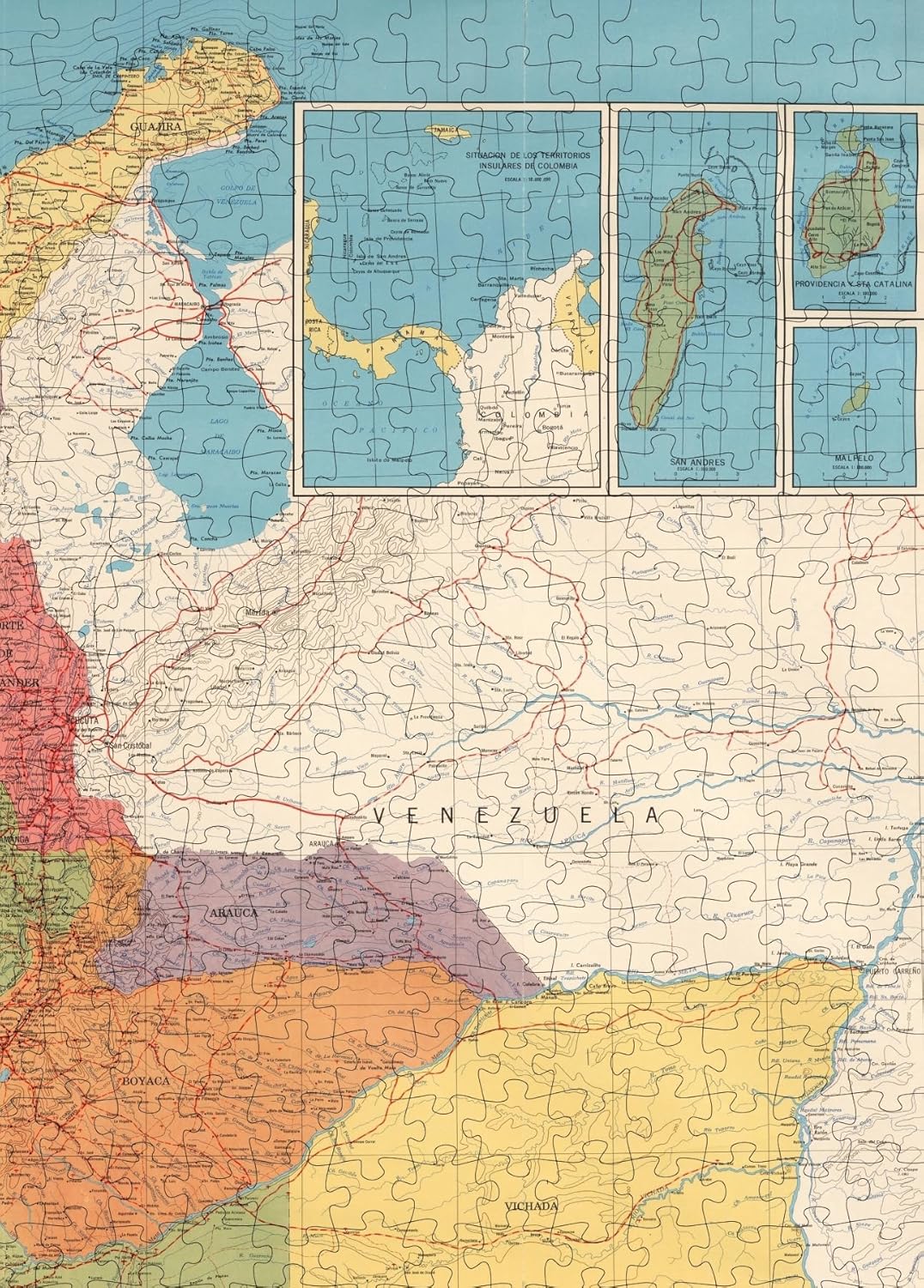 Colombia Regional Map puzzle: northeastern map and insets