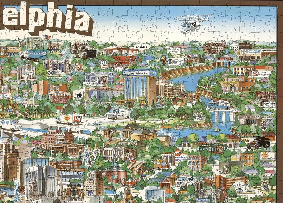 Philadelphia Illustrated City Map puzzle: upper-right city detail