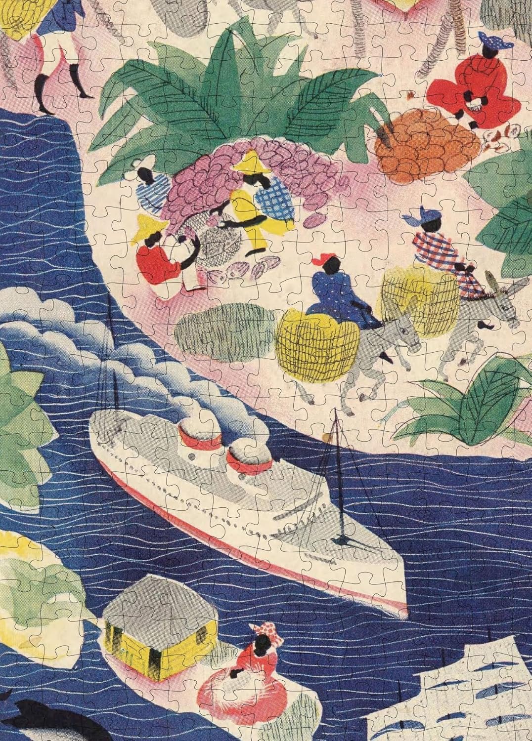 The New Yorker Tropical Cover puzzle: people and ship close-up