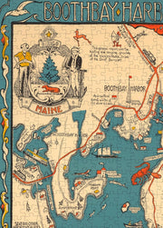 Boothbay Harbor Map puzzle: maine crest and harbor title