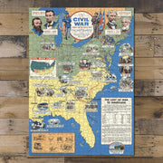 Civil War Illustrated Map puzzle: completed puzzle on wooden tabletop