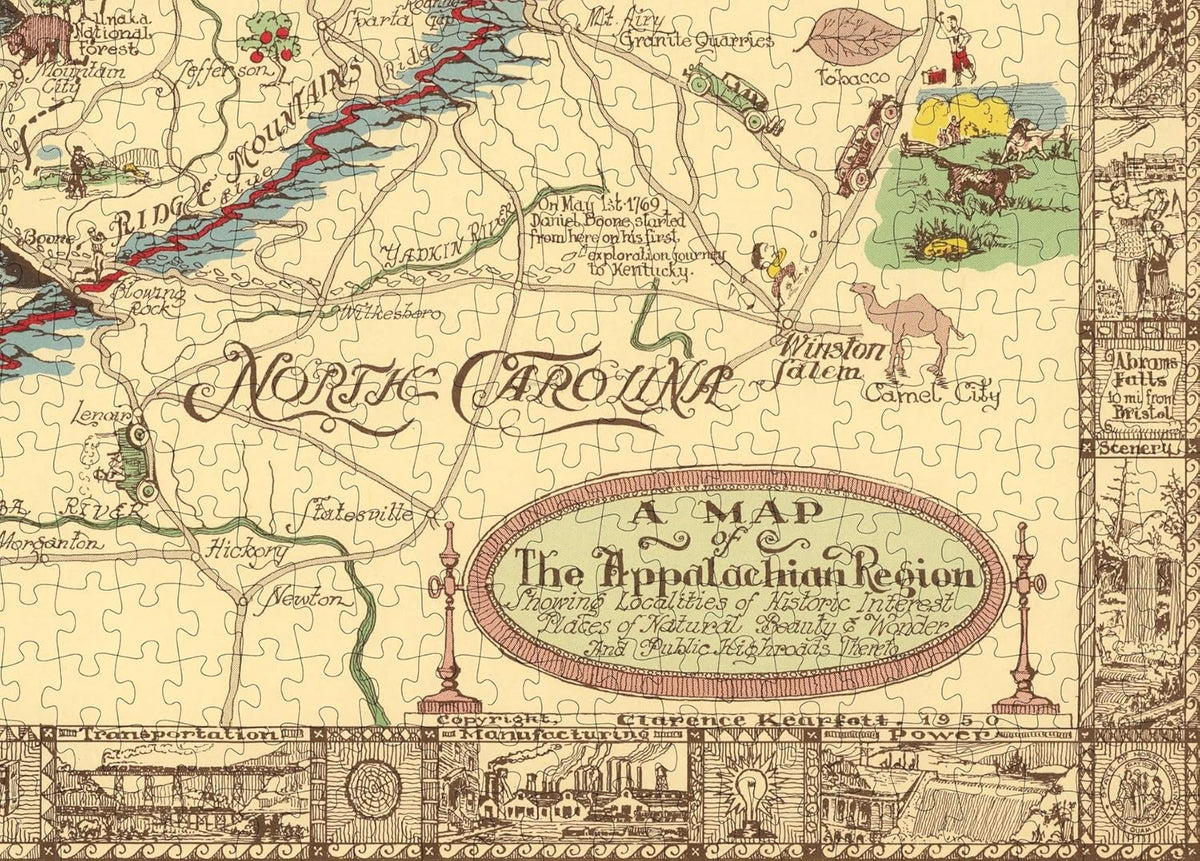 Appalachian Region Pictorial Map puzzle: north Carolina and map title