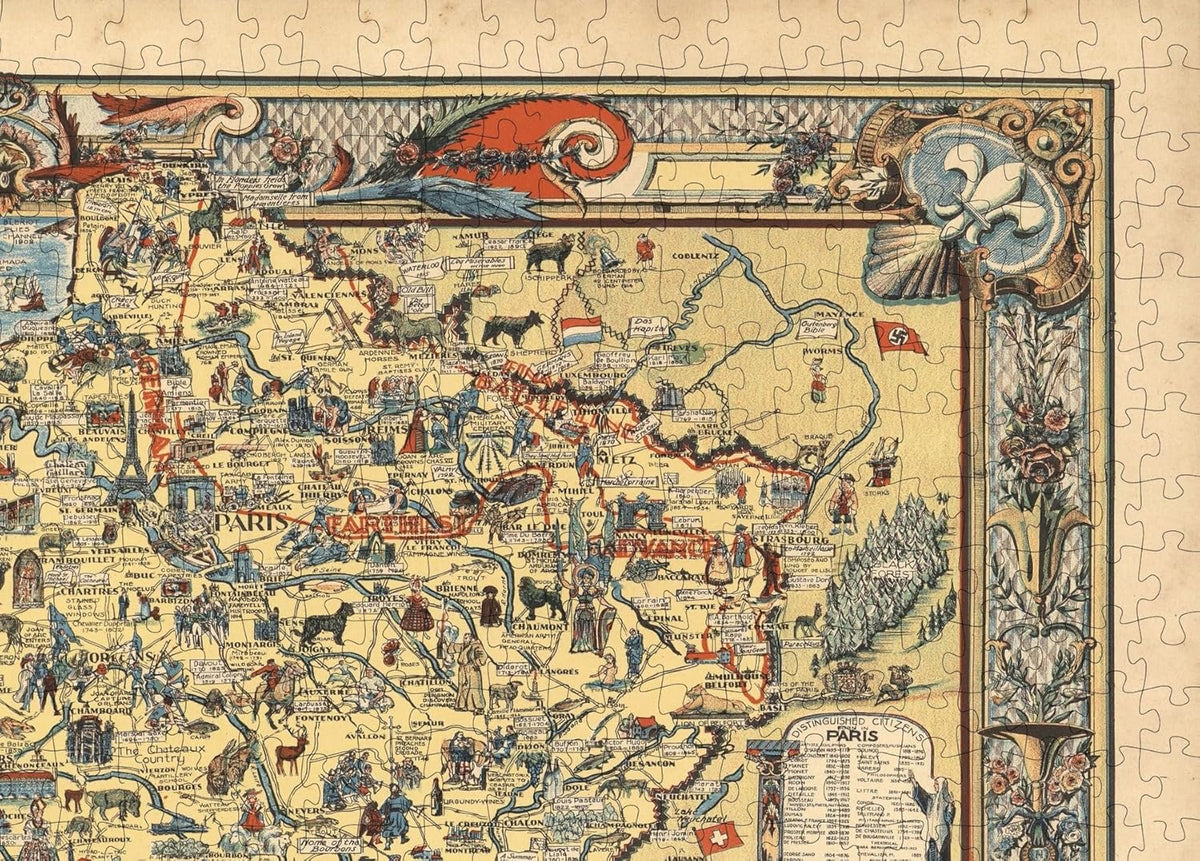 France Story Map puzzle: paris and northeastern map detail