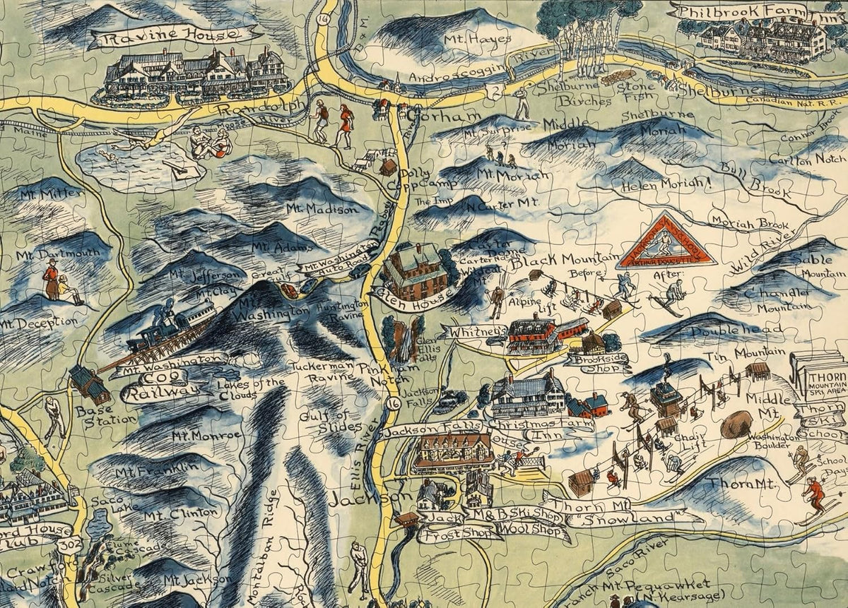 White Mountains New Hampshire Map puzzle: eastern map detail