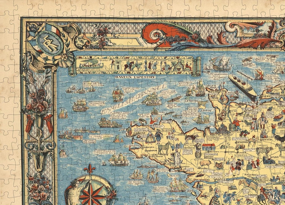 France Story Map puzzle: channel and northwestern map detail