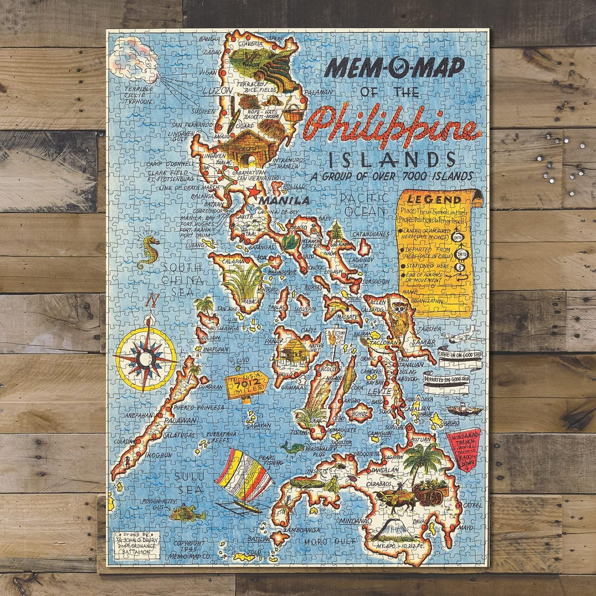 Philippines Mem-O-Map puzzle: completed puzzle on wooden tabletop