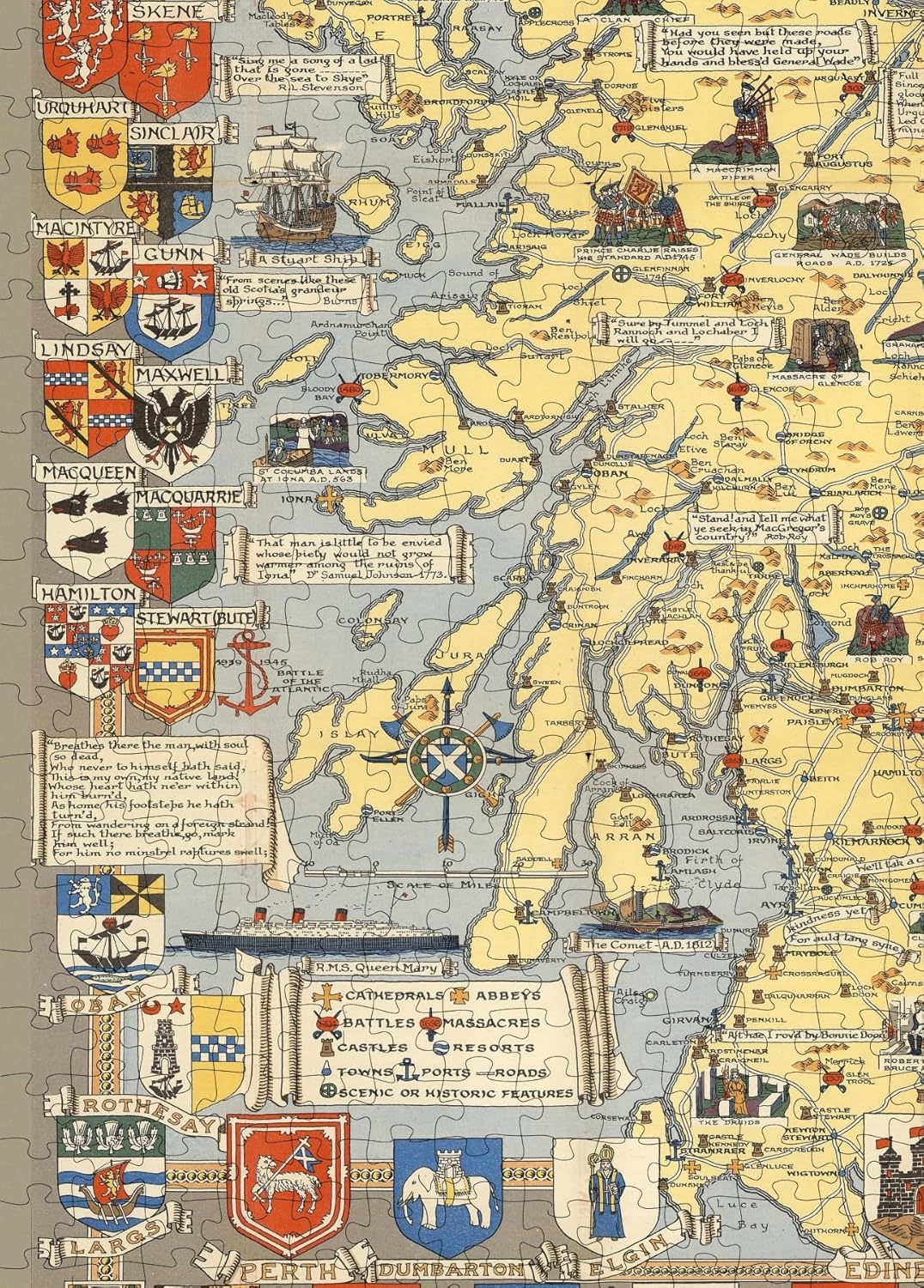 Scotland Heraldic Map puzzle: western islands detail