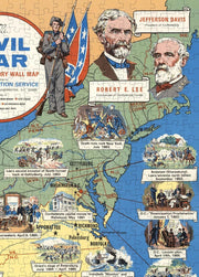 Civil War Illustrated Map puzzle: davis and Lee portraits