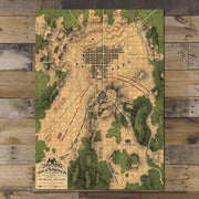 Gettysburg Battlefield Map puzzle: completed puzzle on wooden tabletop