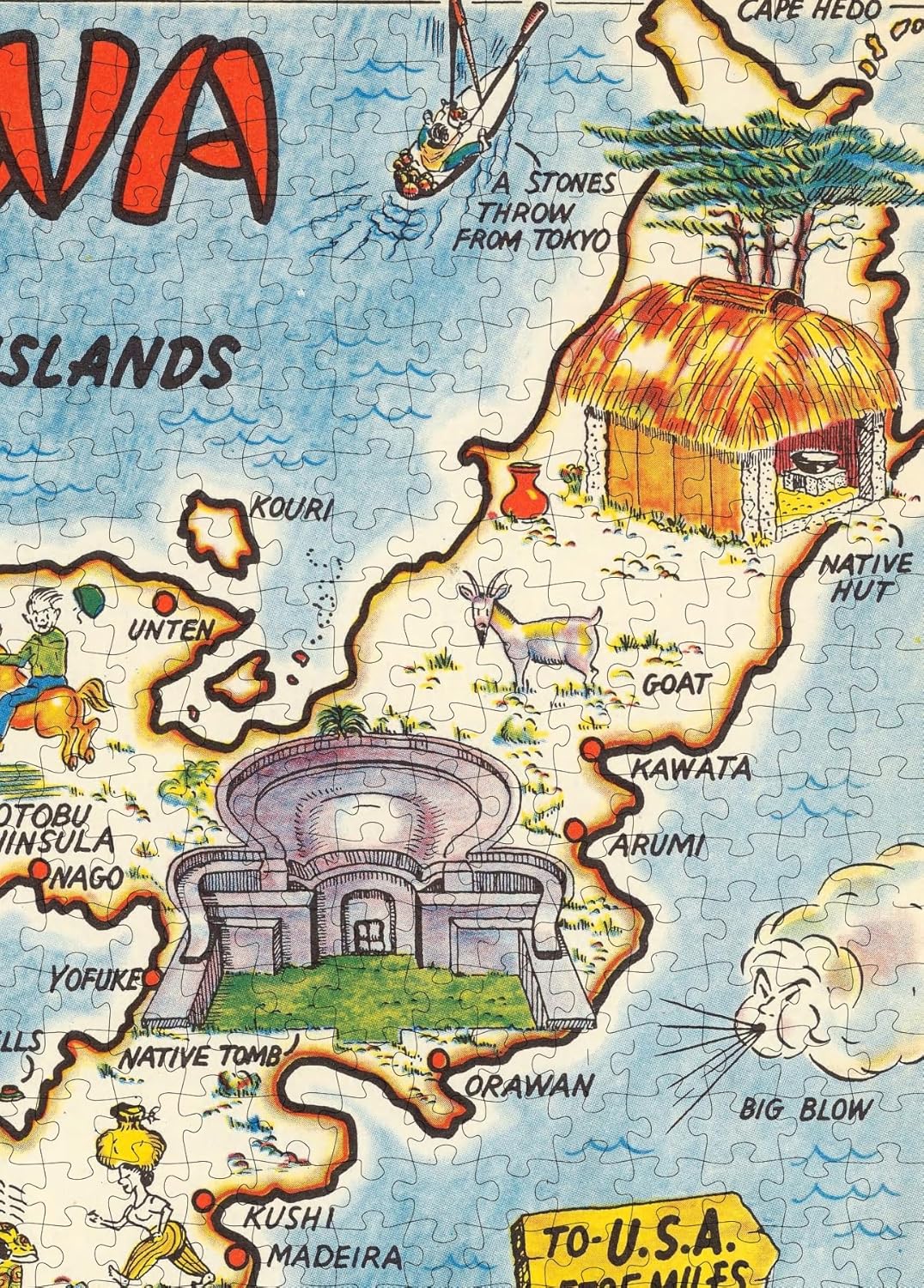 Okinawa Mem-O-Map puzzle: northern island illustration detail